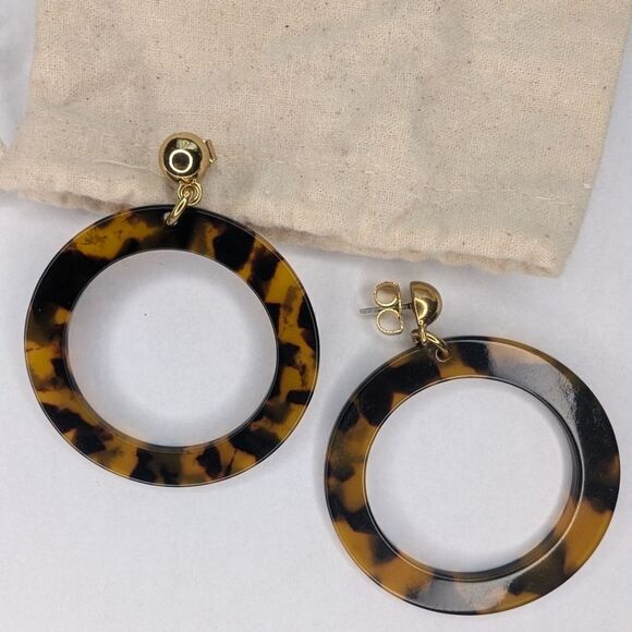 Jcrew oversized tortoise hoops earrings authentic jcrew not factory - Picture 4 of 4